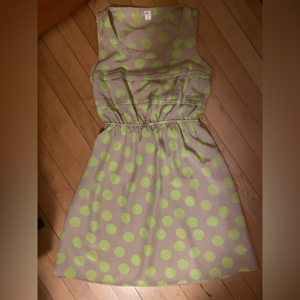 Xhilaration dress size small green polka dot thin material